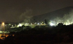 Smoke billows from the Amygdaleza detention centre, near Athens